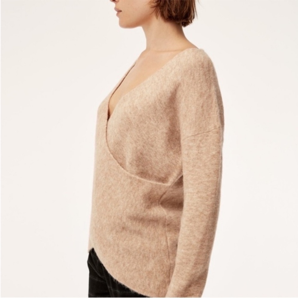 Babaton The Group Bambini Oatmeal Wrap Sweater Alpaca Wool Medium - Picture 4 of 10